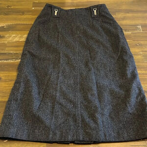 Dino Valiano Vintage Wool Skirt Gray Long Line High Waisted Pleated 38 D Small